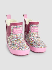 JoJo Maman Bébé Pink Ditsy Cosy Lined Ditsy Ankle Wellie - Image 1 of 4