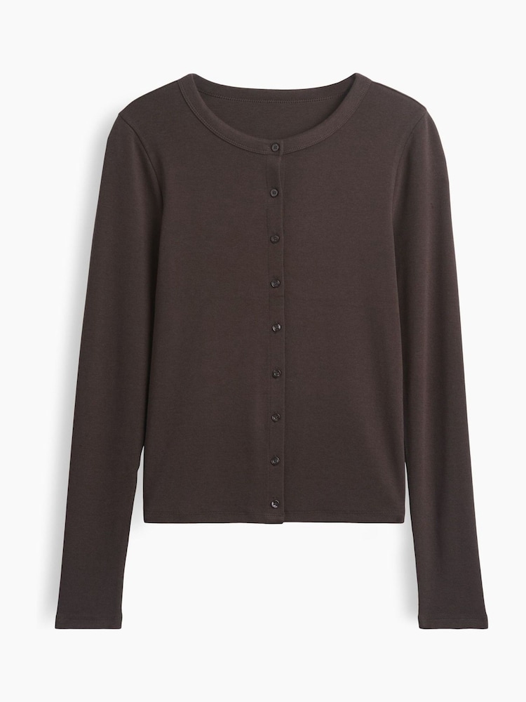 Gap Brown Modern Crew Neck Cardigan - Image 1 of 1 Gap Brown Modern Crew Neck Cardigan - Image 1 of 1