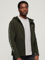 Superdry Green Sport Tech Logo Loose Zip Hoodie - Image 1 of 3