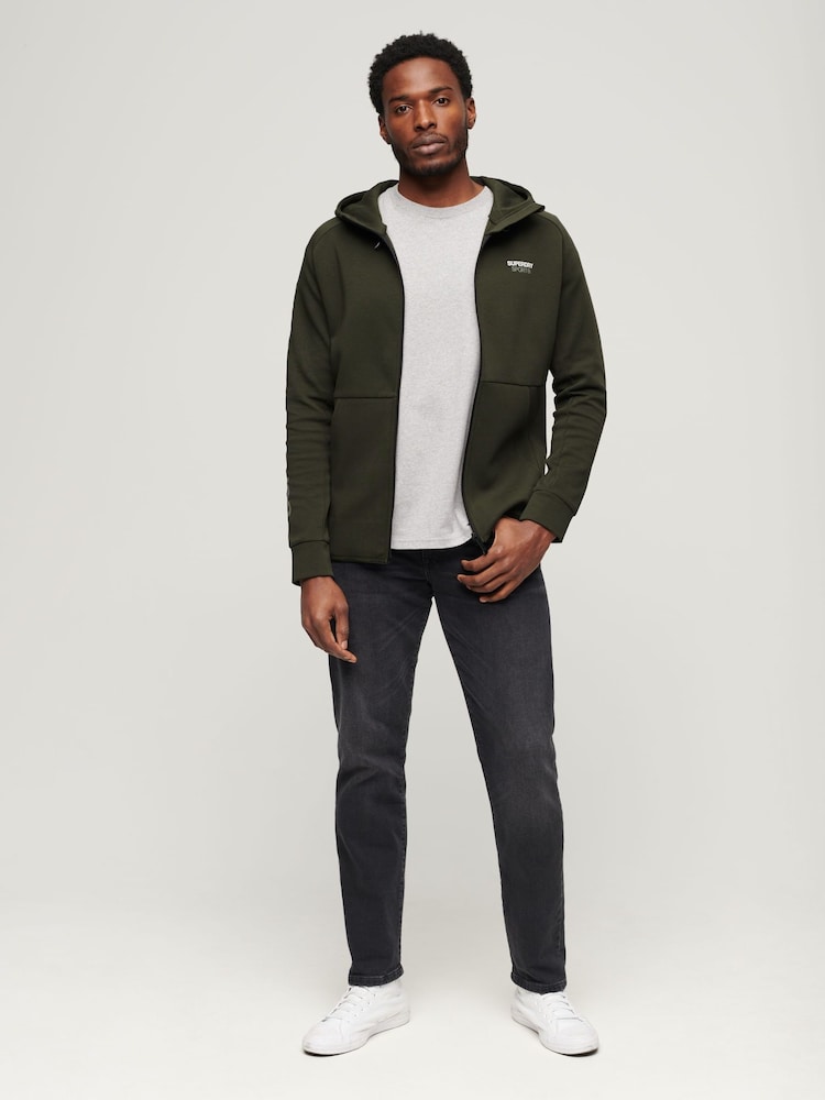 Superdry Green Sport Tech Logo Loose Zip Hoodie - Image 3 of 3 Superdry Green Sport Tech Logo Loose Zip Hoodie - Image 3 of 3