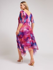 Yours Curve Pink Cowl Neck Mesh Midi Dress - Image 3 of 5