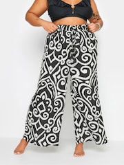 Yours Curve Abstract Print Crinkle Tassel Trousers - Image 1 of 5
