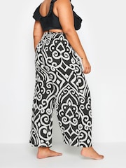 Yours Curve Abstract Print Crinkle Tassel Trousers - Image 3 of 5