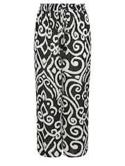 Yours Curve Abstract Print Crinkle Tassel Trousers - Image 5 of 5