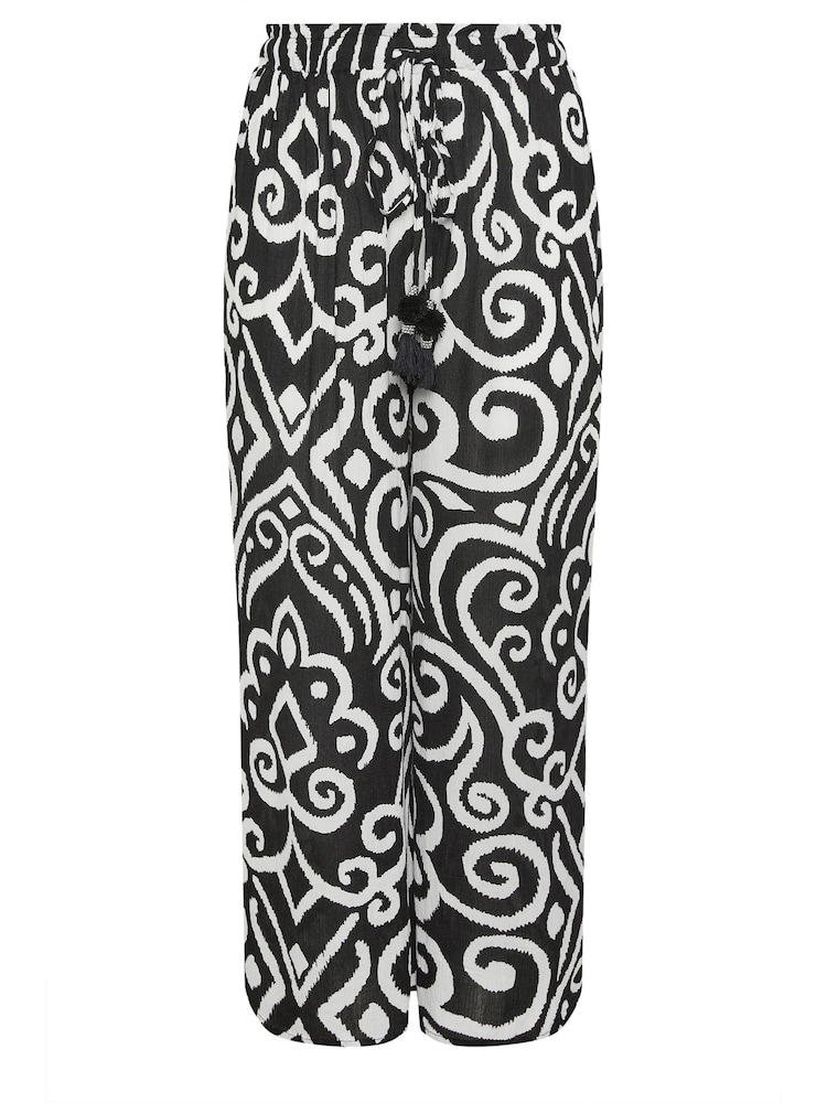 Yours Curve Abstract Print Crinkle Tassel Trousers - Image 5 of 5