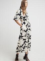 River Island Black Puff Sleeve Belted Dress - Image 2 of 7