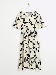 River Island Black Puff Sleeve Belted Dress - Image 6 of 7