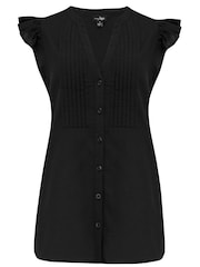 Черный - Pour Moi Poppy Fuller Bust Woven Longline Frill Sleeve рубашки с лентой - Image 3 of 4