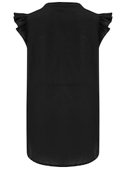 Черный - Pour Moi Poppy Fuller Bust Woven Longline Frill Sleeve рубашки с лентой - Image 4 of 4