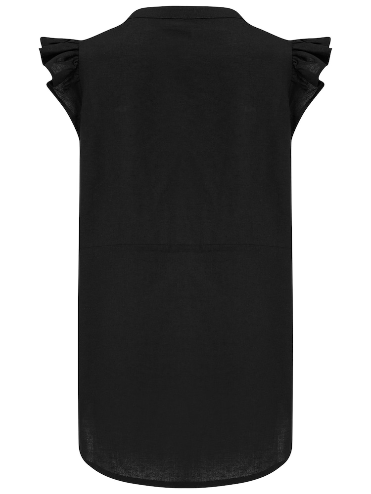Черный - Pour Moi Poppy Fuller Bust Woven Longline Frill Sleeve рубашки с лентой - Image 4 of 4