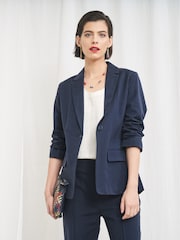 Seasalt Cornwall Blue Erica Linen Blend Blazer - Image 1 of 6