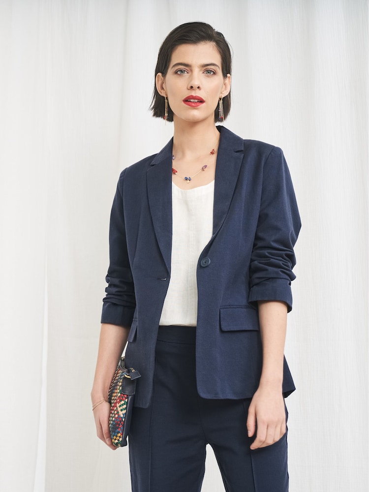 Seasalt Cornwall Blue Erica Linen Blend Blazer - Image 1 of 6 Seasalt Cornwall Blue Erica Linen Blend Blazer - Image 1 of 6