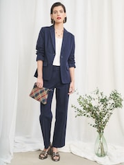 Seasalt Cornwall Blue Erica Linen Blend Blazer - Image 2 of 6