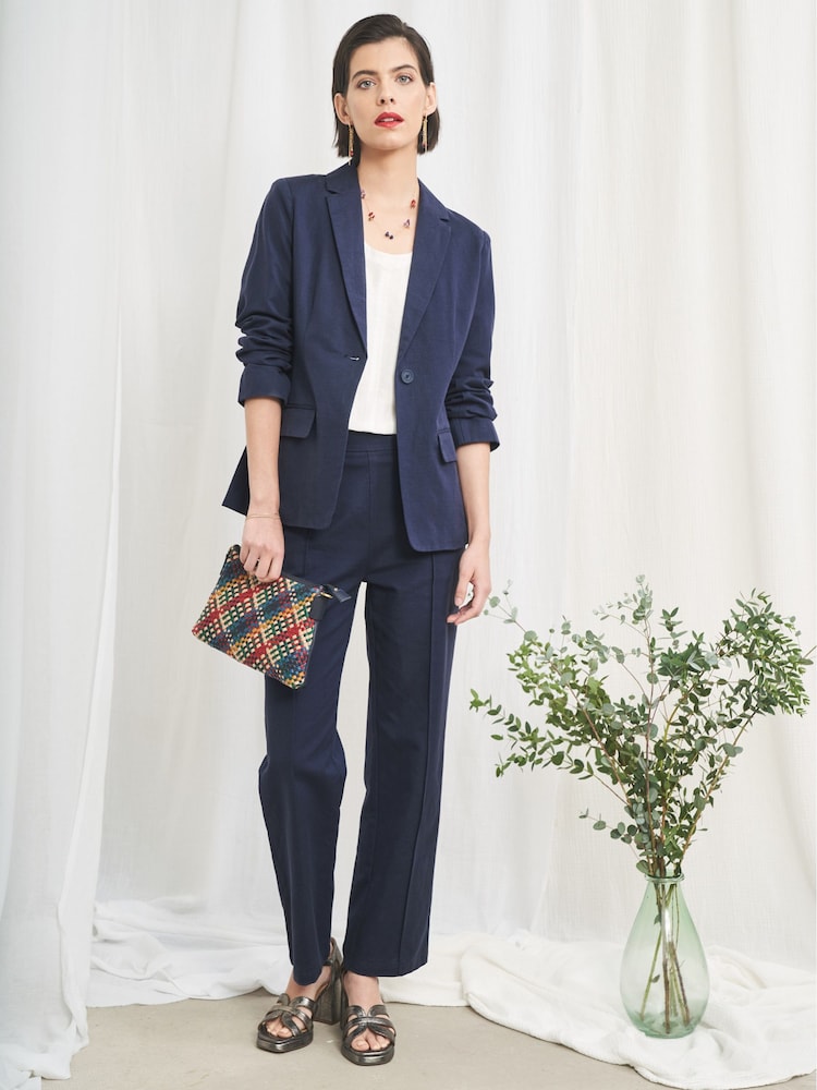 Seasalt Cornwall Blue Erica Linen Blend Blazer - Image 2 of 6