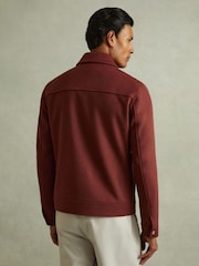 Reiss Rust Red Peridoe Zip-Through Trucker Jacket with Wool - Image 4 of 5