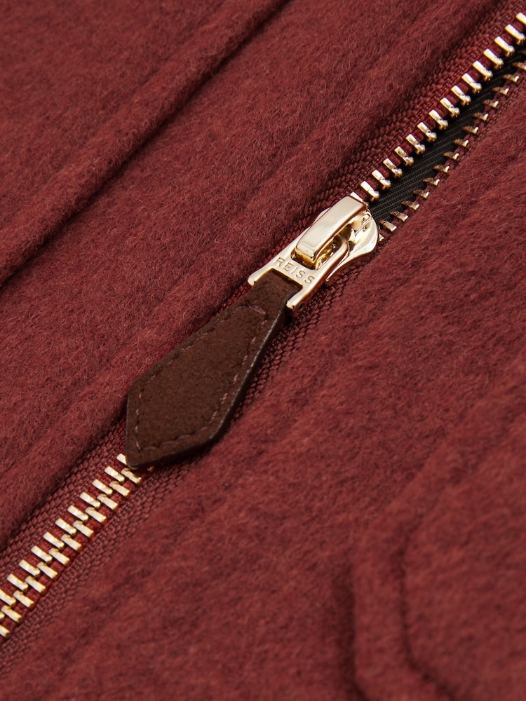 Reiss Rust Red Peridoe Zip-Through Trucker Jacket with Wool - Image 5 of 5