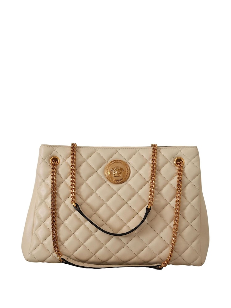 Versace Nappa Leather Medusa Tote White Bag - Image 2 of 6