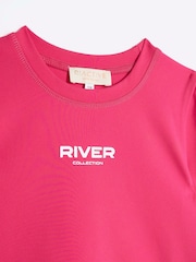River Island Pink Girls Active 100% Cotton T-Shirt And Skort Set - Image 3 of 4