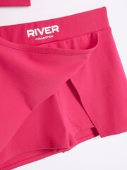 River Island Pink Girls Active 100% Cotton T-Shirt And Skort Set - Image 4 of 4
