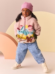 Pink Scenic Borg Fleece Half Zip Top (3mths-7yrs) - Image 1 of 9