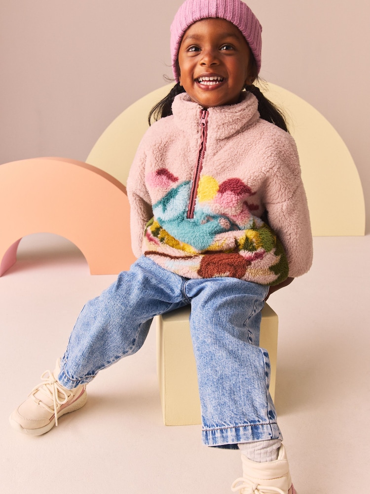 Pink Scenic Borg Fleece Half Zip Top (3mths-7yrs) - Image 2 of 9