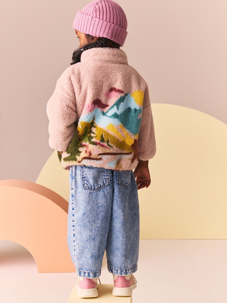 Pink Scenic Borg Fleece Half Zip Top (3mths-7yrs) - Image 3 of 9