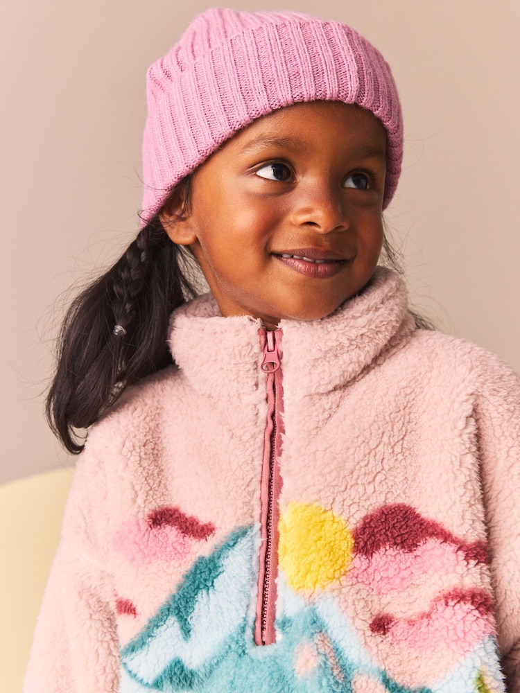 Pink Scenic Borg Fleece Half Zip Top (3mths-7yrs) - Image 4 of 9