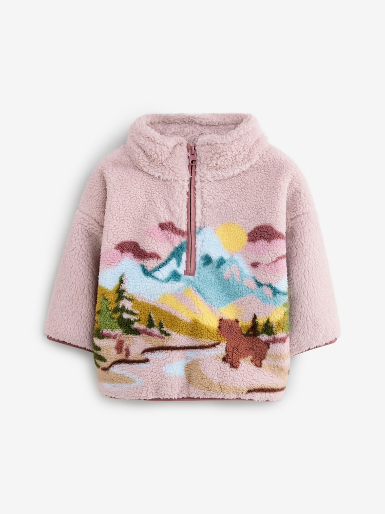 Pink Scenic Borg Fleece Half Zip Top (3mths-7yrs) - Image 6 of 9