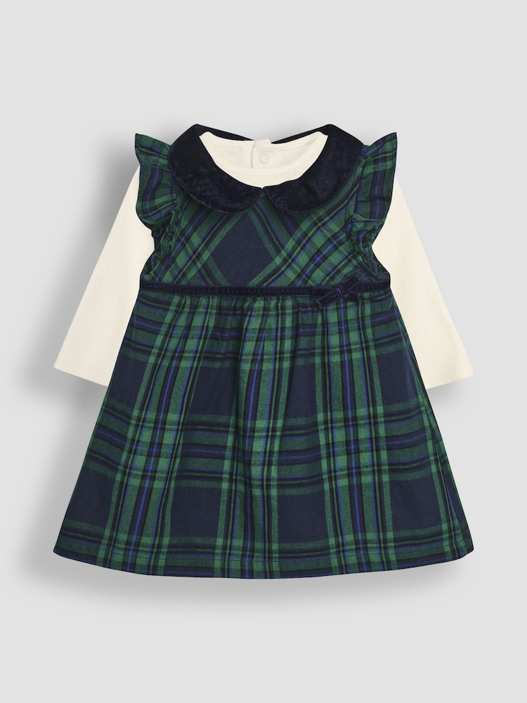 JoJo Maman Bébé Green Tartan Baby Dress & Body Set - Image 1 of 6