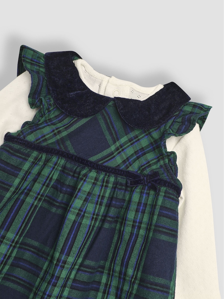 JoJo Maman Bébé Green Tartan Baby Dress & Body Set - Image 6 of 6
