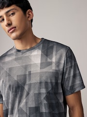 Black/White Mono Active Gym Printed Training T-Shirt - Image 1 of 8