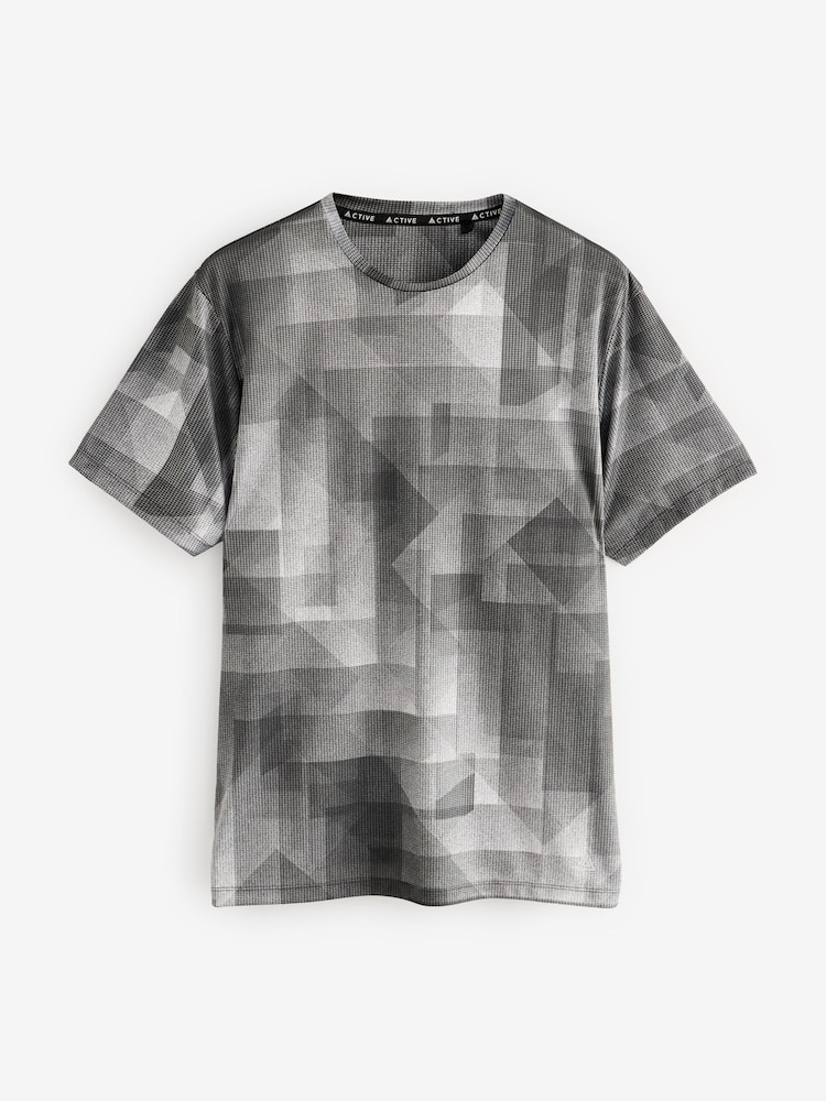 Black/White Mono Active Gym Printed Training T-Shirt - Image 6 of 8