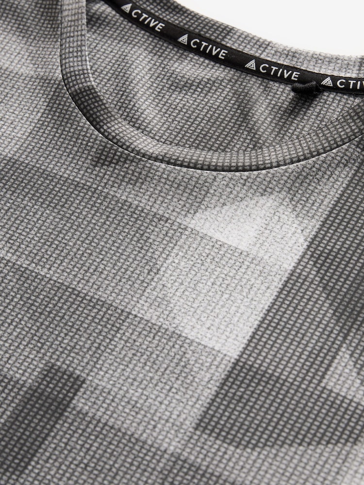 Black/White Mono Active Gym Printed Training T-Shirt - Image 7 of 8