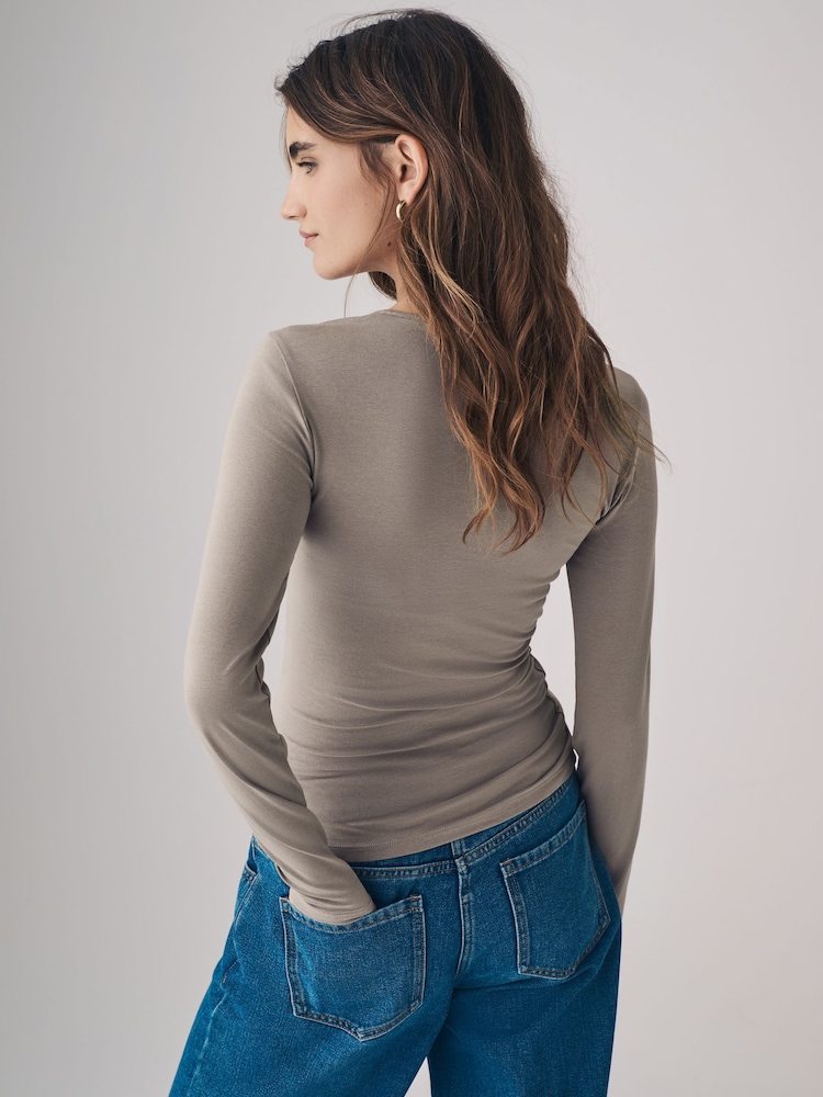 The Set Black/Brown/Nude/White 5 Pack Long Sleeve Crew Neck T-Shirts - Image 11 of 18