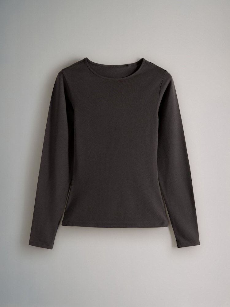 The Set Black/Brown/Nude/White 5 Pack Long Sleeve Crew Neck T-Shirts - Image 14 of 18