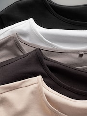 The Set Black/Brown/Nude/White 5 Pack Long Sleeve Crew Neck T-Shirts - Image 17 of 18
