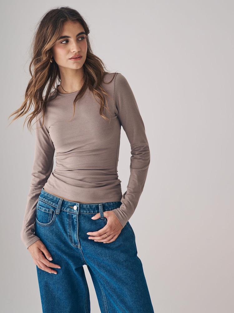 The Set Black/Brown/Nude/White 5 Pack Long Sleeve Crew Neck T-Shirts - Image 9 of 18