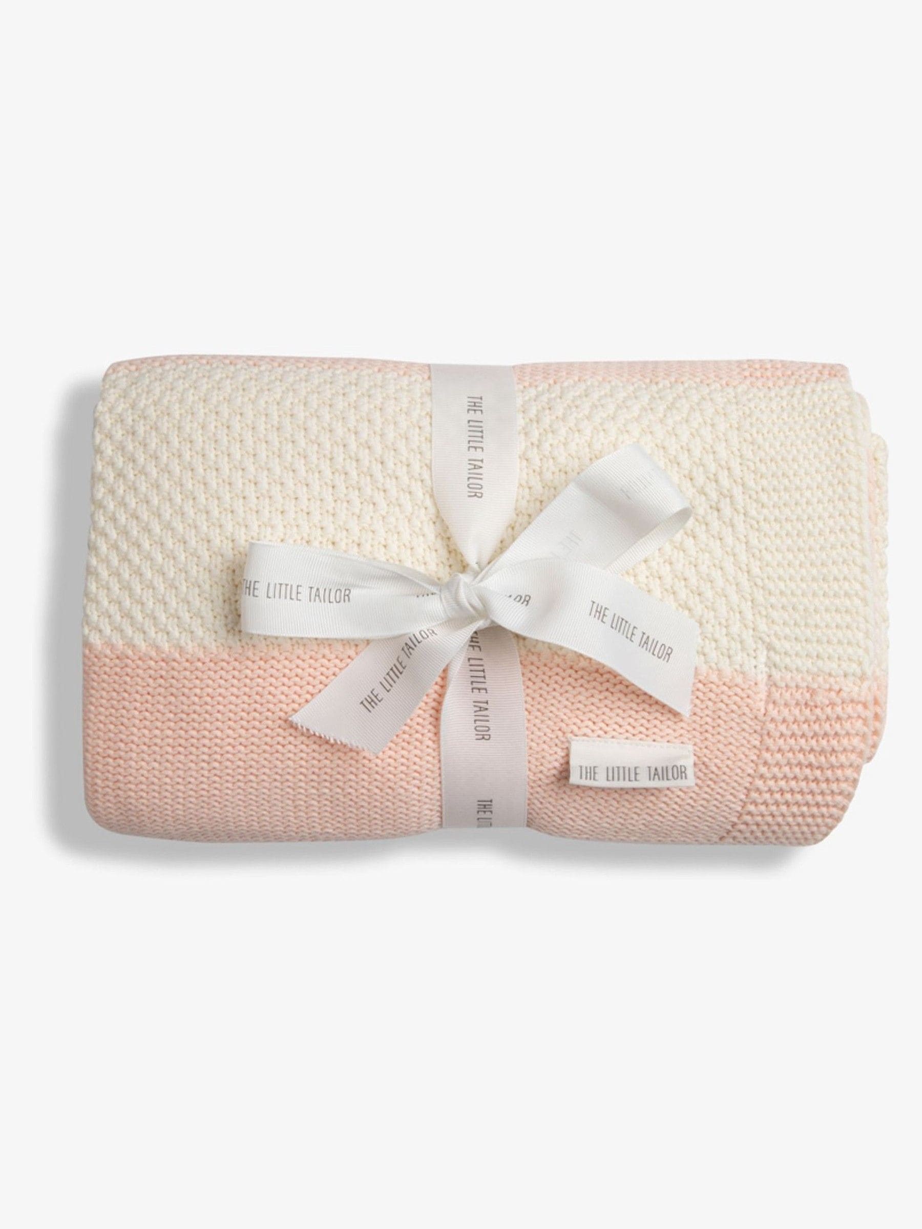 The Little Tailor Pink 100% Cotton Textured Stripe Shawl Blanket view 1