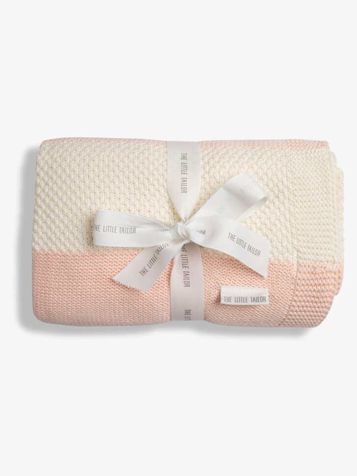 The Little Tailor Pink 100% Cotton Textured Stripe Shawl Blanket