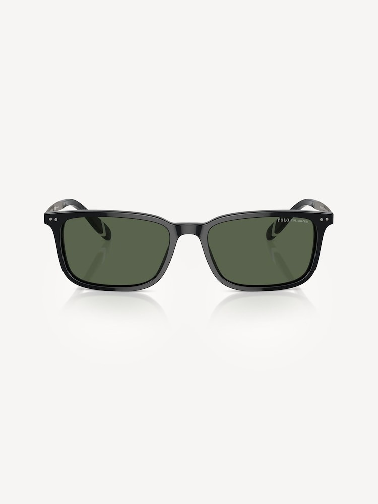 Polo Ralph Lauren Black Rectangle Polarised Sunglasses - Image 1 of 5 Polo Ralph Lauren Black Rectangle Polarised Sunglasses - Image 1 of 5