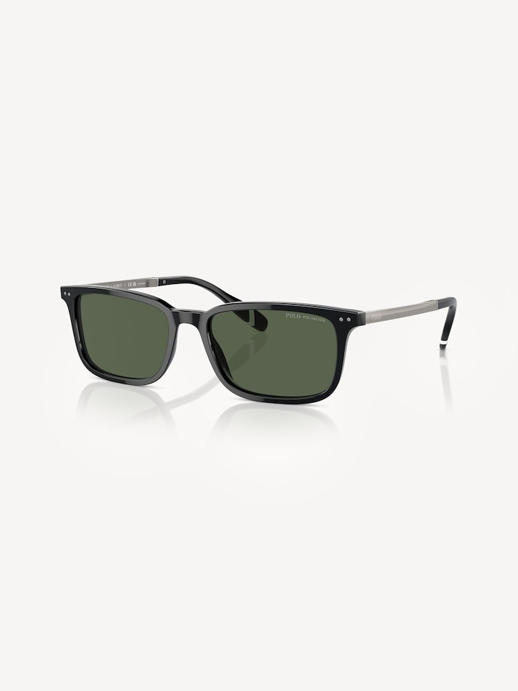 Polo Ralph Lauren Black Rectangle Polarised Sunglasses - Image 2 of 5 Polo Ralph Lauren Black Rectangle Polarised Sunglasses - Image 2 of 5