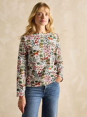 Joules Harbour Green Forest Print Boat Neck Printed Top - Image 1 of 6