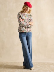 Joules Harbour Green Forest Print Boat Neck Printed Top - Image 5 of 6