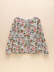 Joules Harbour Green Forest Print Boat Neck Printed Top - Image 6 of 6