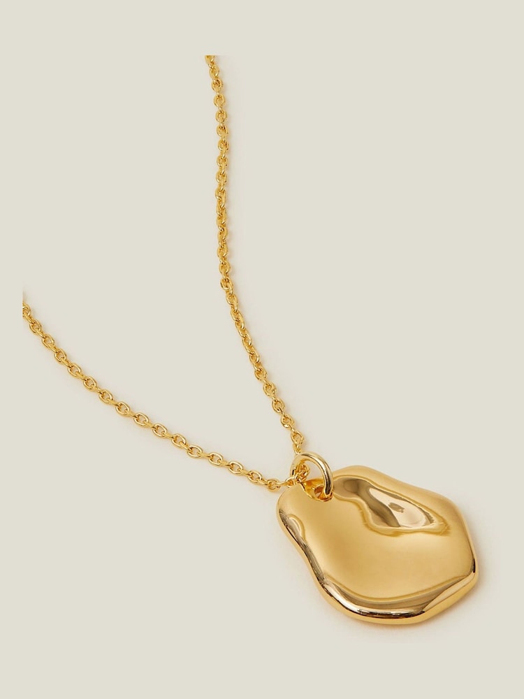 Accessorize 14ct Gold Plated Tone Molten Pendant Necklace - Image 2 of 3 Accessorize 14ct Gold Plated Tone Molten Pendant Necklace - Image 2 of 3
