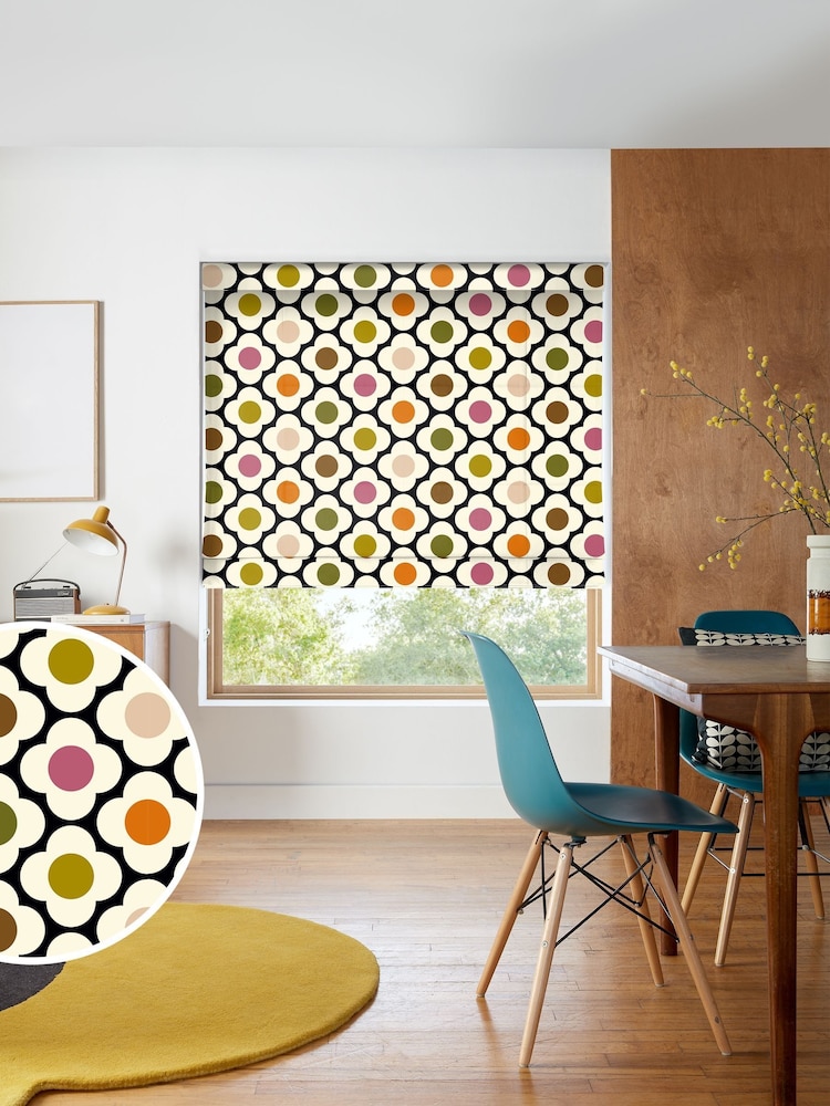 Orla Kiely Black Multi Spot Flower Made to Measure 100% Cotton Roman Blind - Image 1 of 6