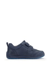 Start Rite Blue Hopper Leather Double Riptape Pre-School Shoes - Image 2 of 6