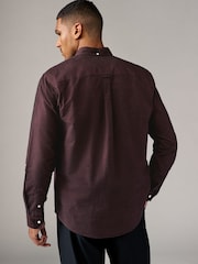 Burgundy Red Brushed 100% Cotton Oxford Long Sleeve Shirt - Image 2 of 6