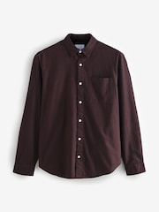 Burgundy Red Brushed 100% Cotton Oxford Long Sleeve Shirt - Image 4 of 6