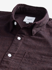 Burgundy Red Brushed 100% Cotton Oxford Long Sleeve Shirt - Image 5 of 6